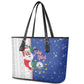 Afro Christmas in Cape Verde Leather Tote Bag Black Santa Felix Natal - African Pride