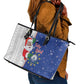 Afro Christmas in Cape Verde Leather Tote Bag Black Santa Felix Natal - African Pride