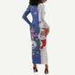 Afro Christmas in Cape Verde Long Sleeve Bodycon Dress Black Santa Felix Natal - African Pride