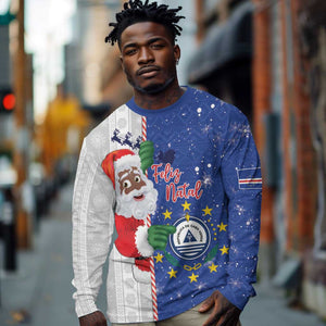 Afro Christmas in Cape Verde Long Sleeve Shirt Black Santa Felix Natal - African Pride