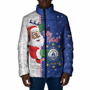 Cape Verde Christmas Padded Jacket Black Santa Felix Natal