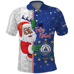 Afro Christmas in Cape Verde Polo Shirt Black Santa Felix Natal - African Pride