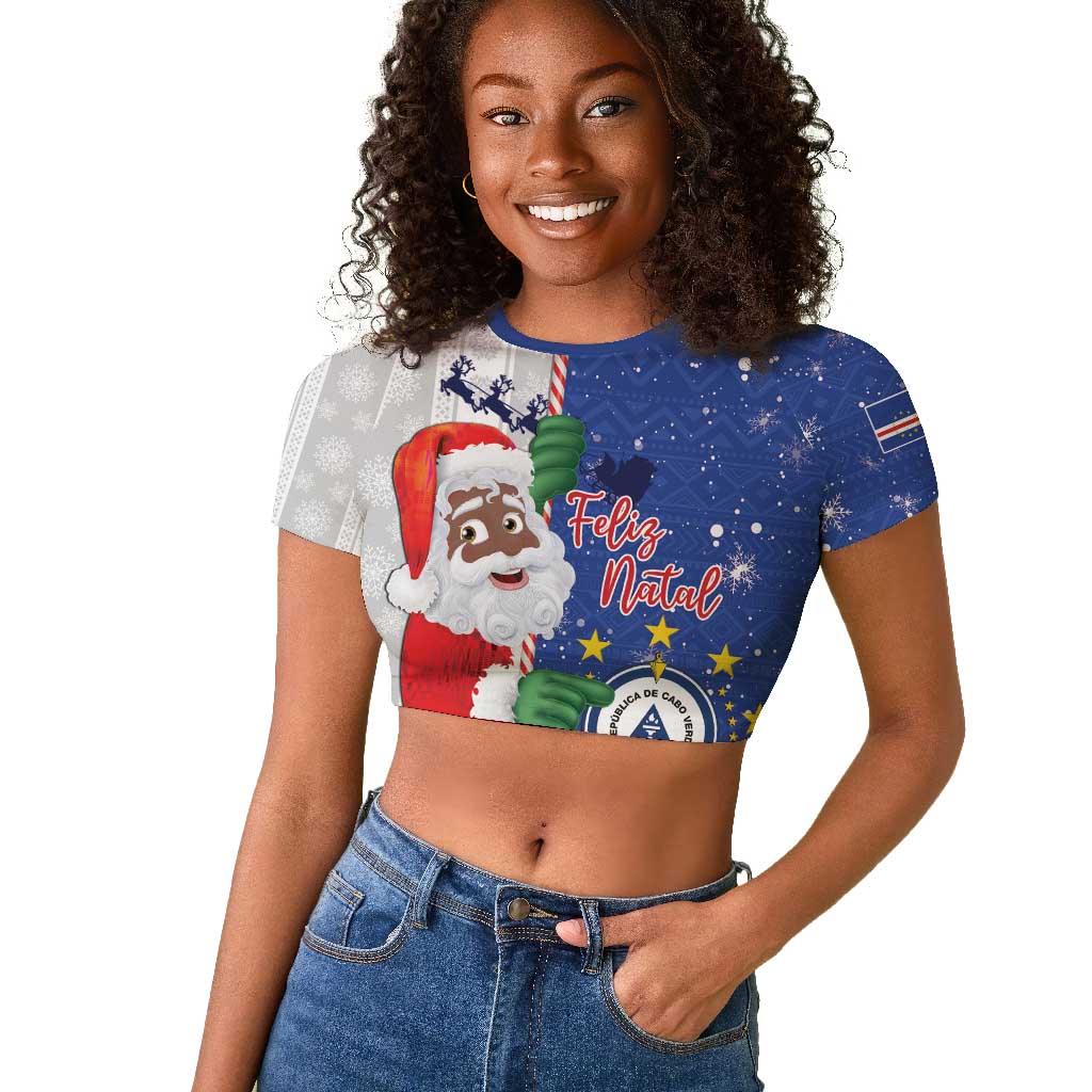 Afro Christmas in Cape Verde Raglan Cropped T shirt Black Santa Felix Natal - African Pride
