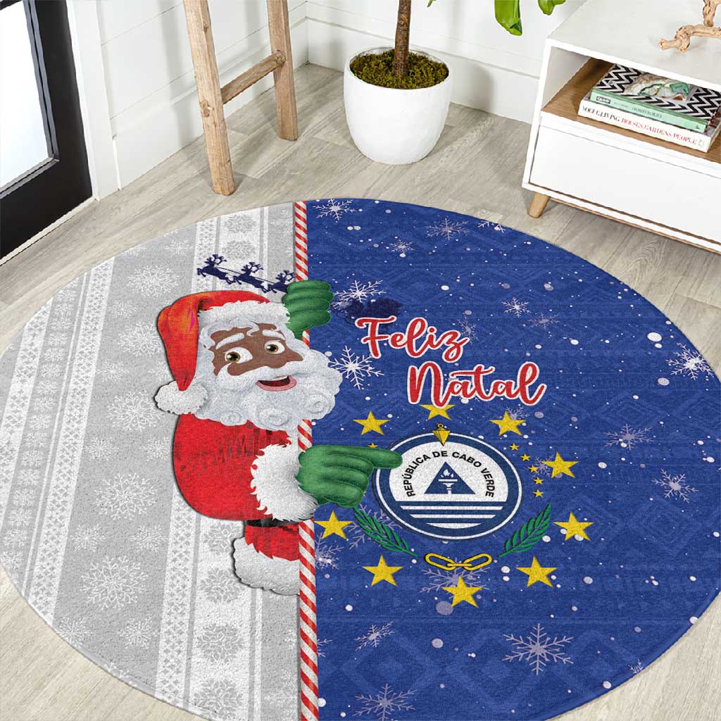 Afro Christmas in Cape Verde Round Carpet Black Santa Felix Natal - African Pride