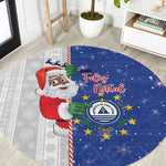 Afro Christmas in Cape Verde Round Carpet Black Santa Felix Natal - African Pride