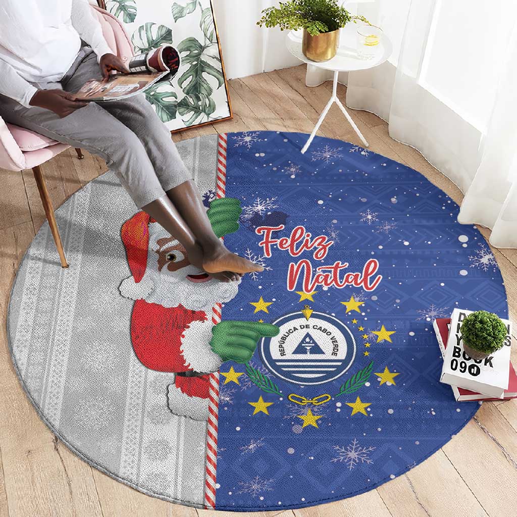Afro Christmas in Cape Verde Round Carpet Black Santa Felix Natal - African Pride