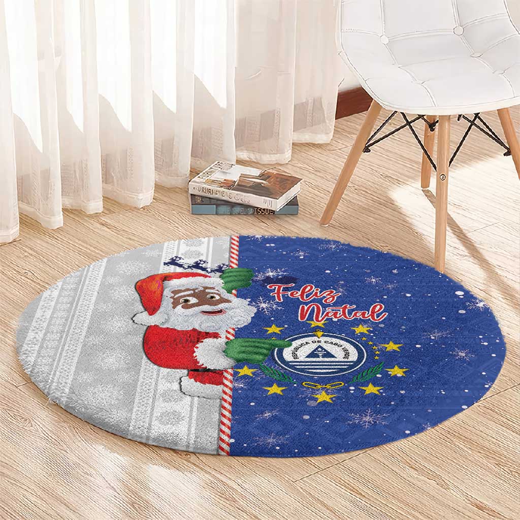 Afro Christmas in Cape Verde Round Carpet Black Santa Felix Natal - African Pride