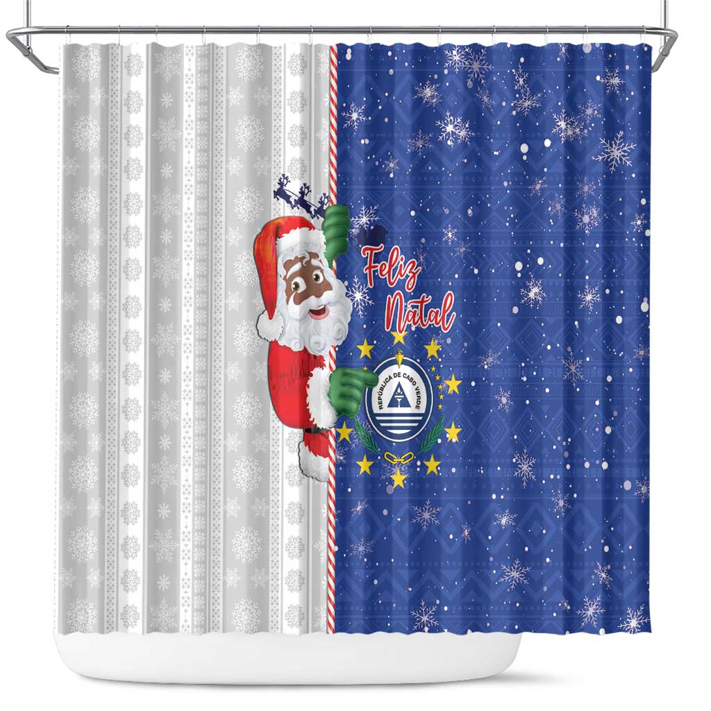 Afro Christmas in Cape Verde Shower Curtain Black Santa Felix Natal - African Pride