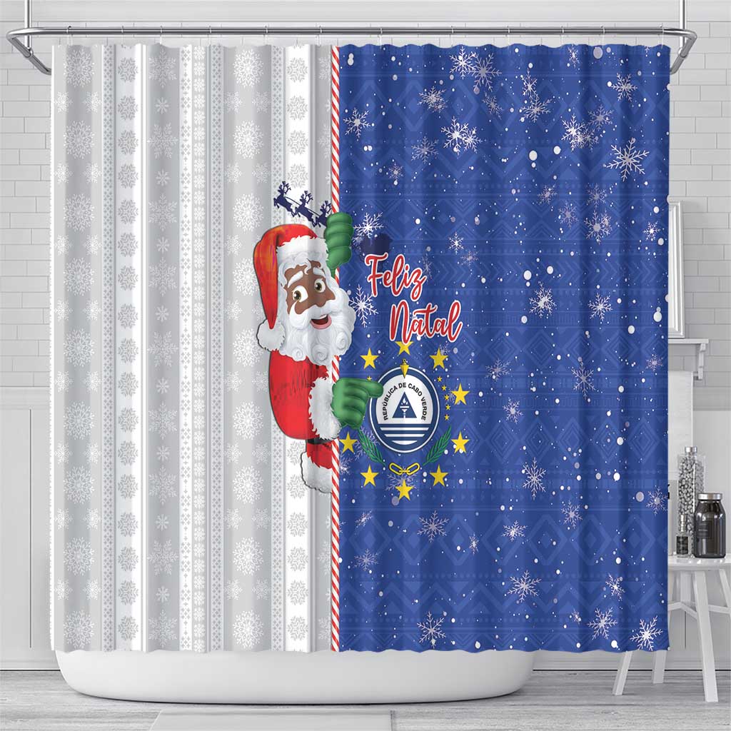 Afro Christmas in Cape Verde Shower Curtain Black Santa Felix Natal - African Pride