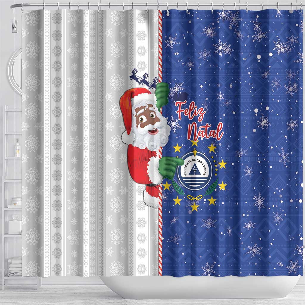 Afro Christmas in Cape Verde Shower Curtain Black Santa Felix Natal - African Pride