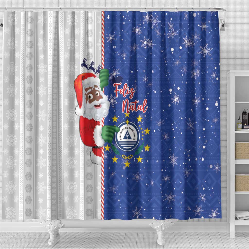 Afro Christmas in Cape Verde Shower Curtain Black Santa Felix Natal - African Pride
