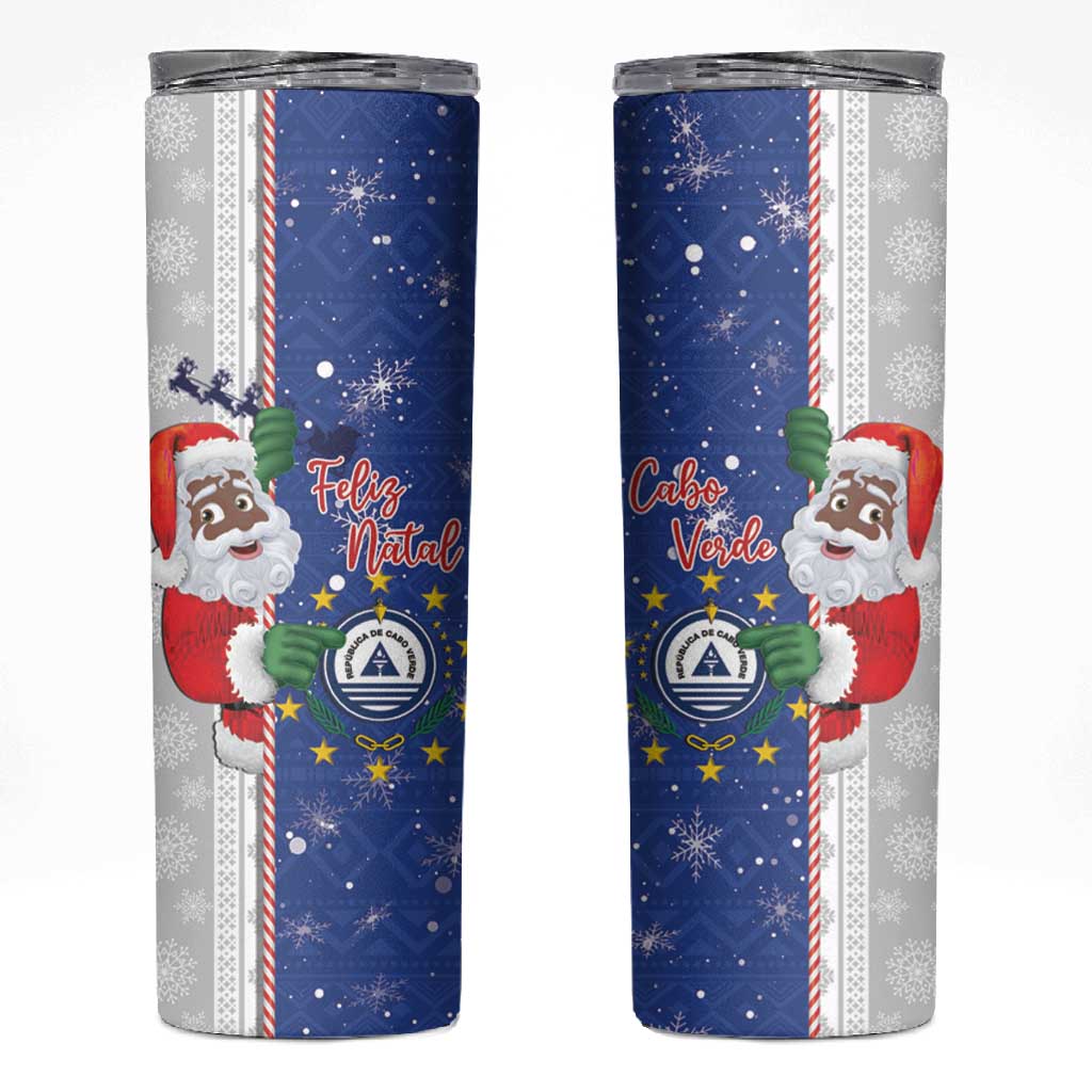Afro Christmas in Cape Verde Skinny Tumbler Black Santa Felix Natal - African Pride