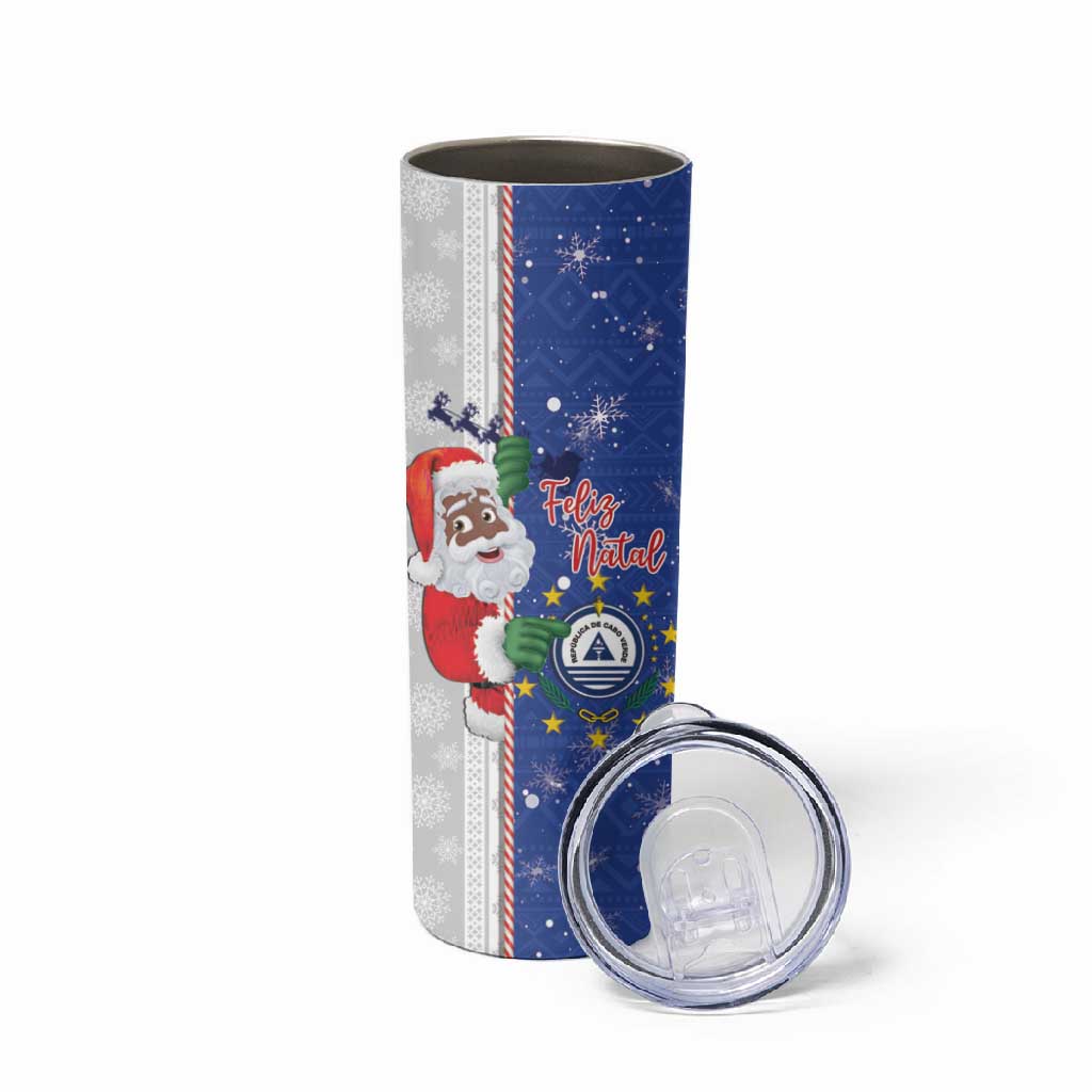 Afro Christmas in Cape Verde Skinny Tumbler Black Santa Felix Natal - African Pride