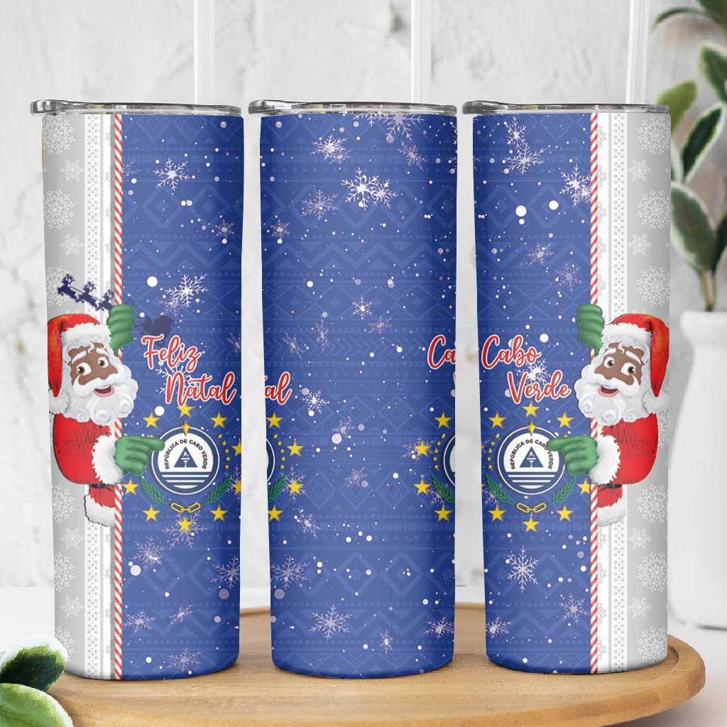 Afro Christmas in Cape Verde Skinny Tumbler Black Santa Felix Natal - African Pride