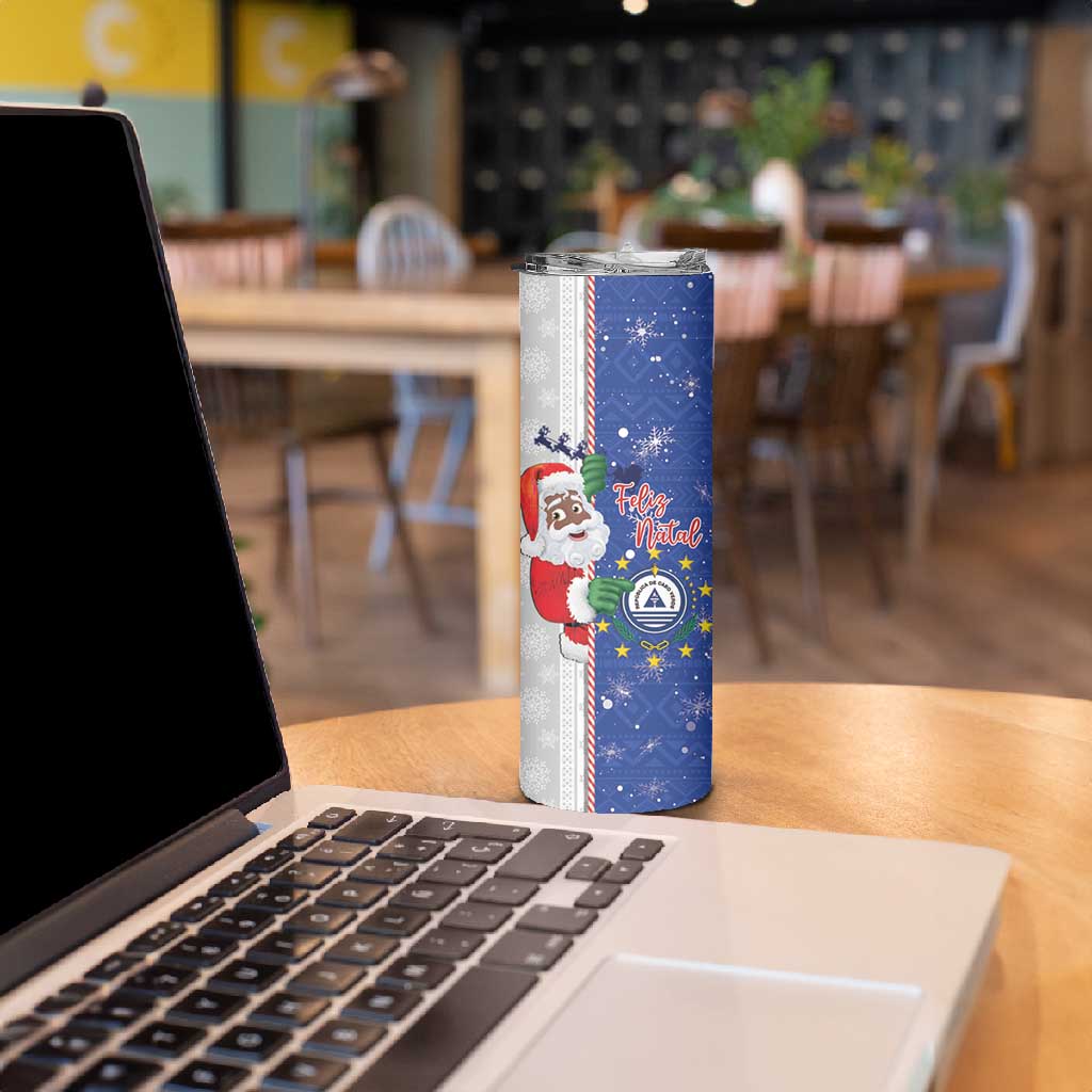 Afro Christmas in Cape Verde Skinny Tumbler Black Santa Felix Natal - African Pride