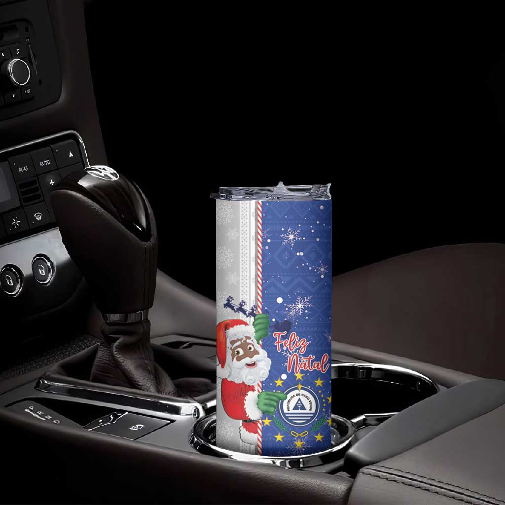 Afro Christmas in Cape Verde Skinny Tumbler Black Santa Felix Natal - African Pride