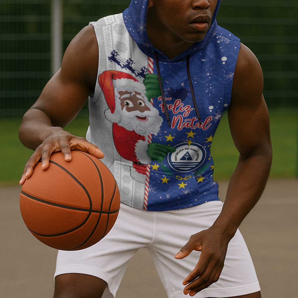 Afro Christmas in Cape Verde Sleeveless Hoodie Black Santa Felix Natal - African Pride
