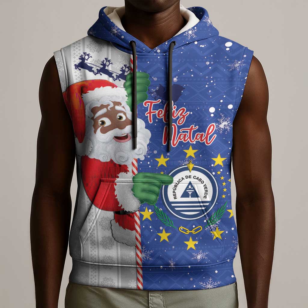 Afro Christmas in Cape Verde Sleeveless Hoodie Black Santa Felix Natal - African Pride