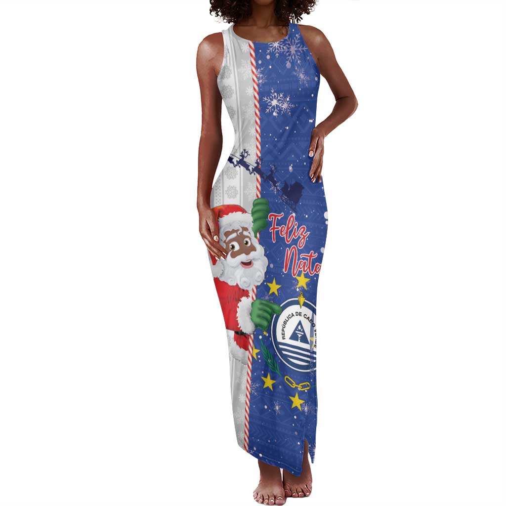 Afro Christmas in Cape Verde Tank Maxi Dress Black Santa Felix Natal - African Pride