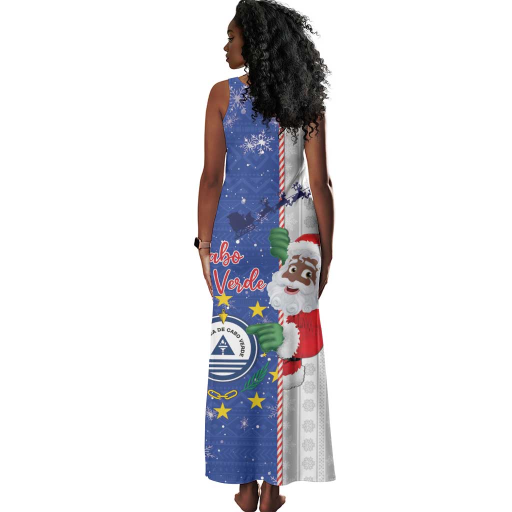 Afro Christmas in Cape Verde Tank Maxi Dress Black Santa Felix Natal - African Pride