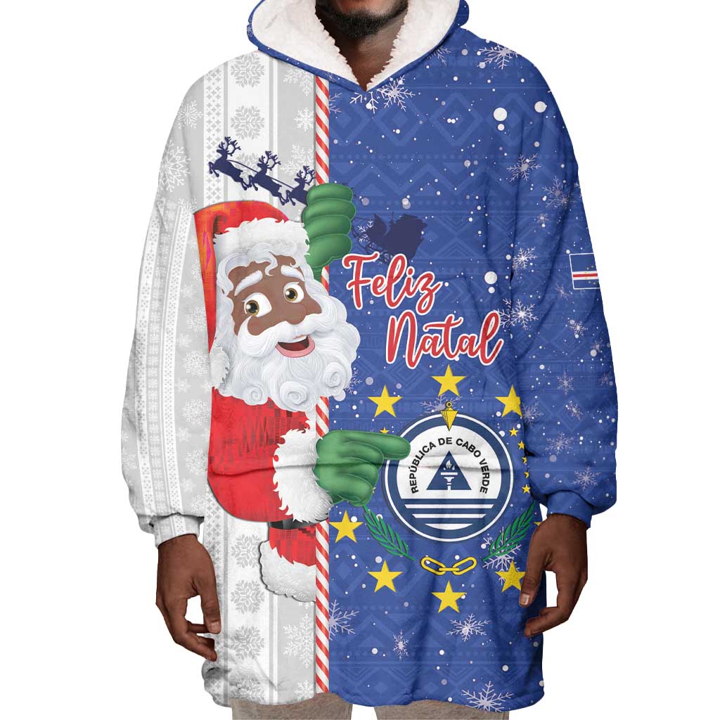 Afro Christmas in Cape Verde Wearable Blanket Hoodie Black Santa Felix Natal - African Pride