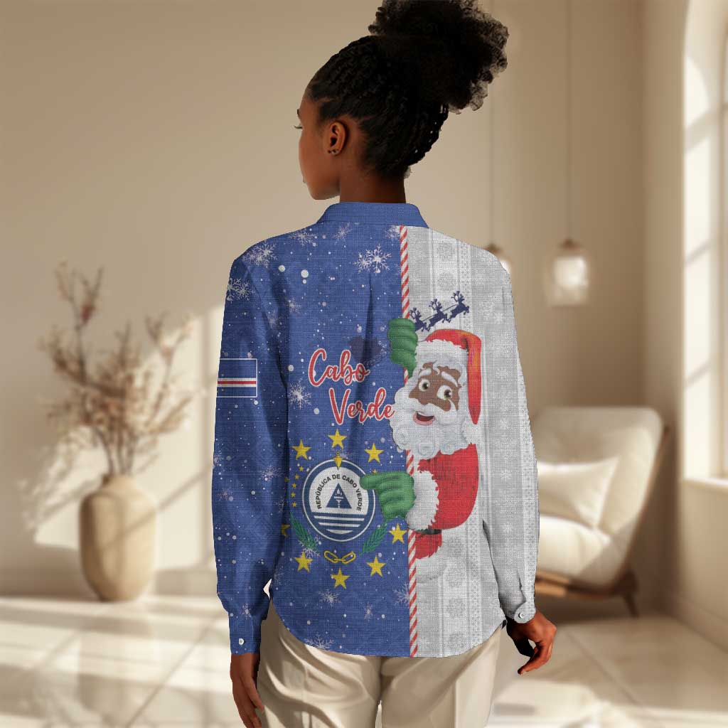 Afro Christmas in Cape Verde Women Casual Shirt Black Santa Felix Natal - African Pride