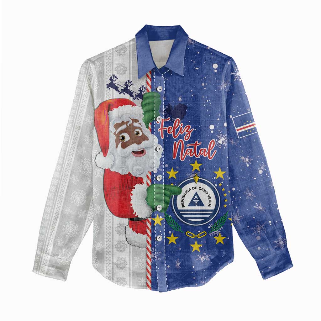 Afro Christmas in Cape Verde Women Casual Shirt Black Santa Felix Natal - African Pride