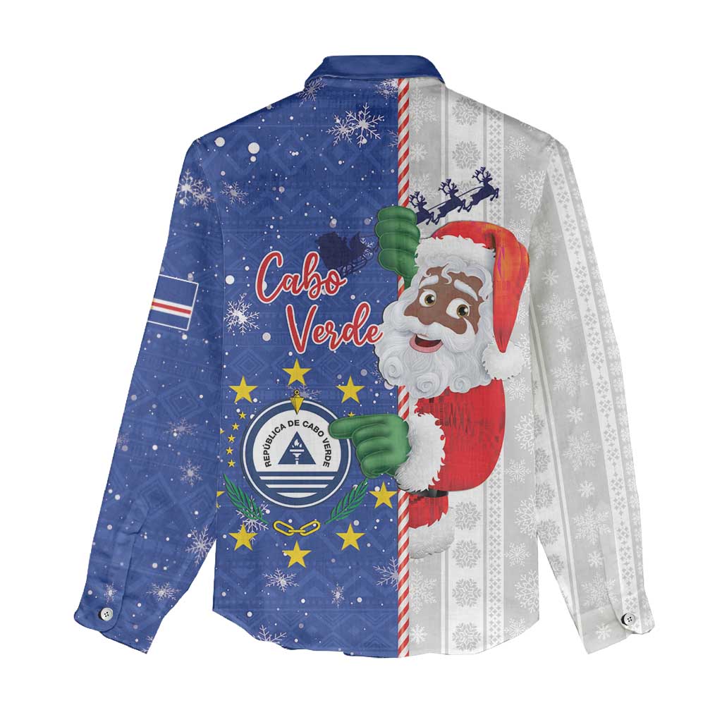 Afro Christmas in Cape Verde Women Casual Shirt Black Santa Felix Natal - African Pride