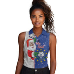 Afro Christmas in Cape Verde Women Sleeveless Polo Shirt Black Santa Felix Natal - African Pride