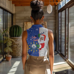 Afro Christmas in Cape Verde Women Sleeveless Polo Shirt Black Santa Felix Natal - African Pride