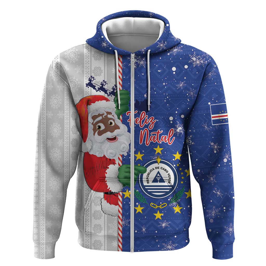 Afro Christmas in Cape Verde Zip Hoodie Black Santa Felix Natal - African Pride