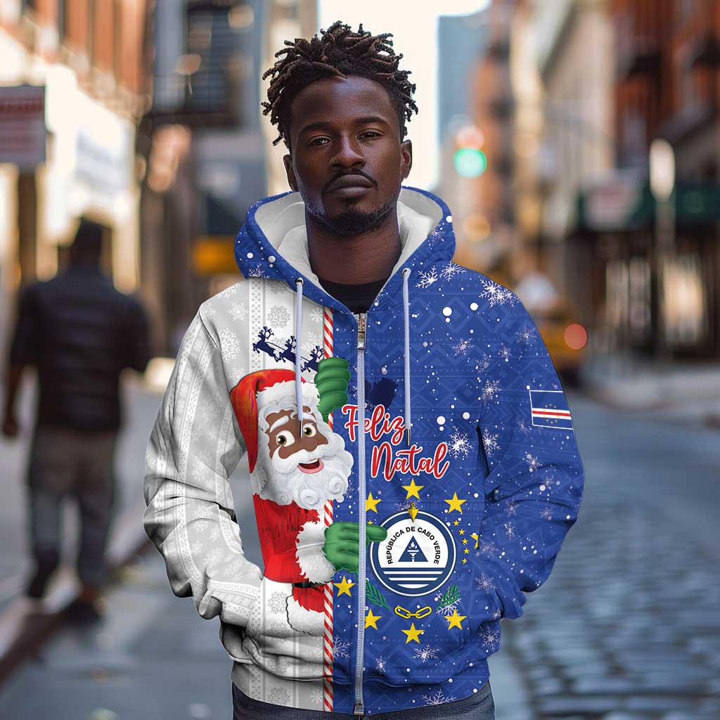 Afro Christmas in Cape Verde Zip Hoodie Black Santa Felix Natal - African Pride