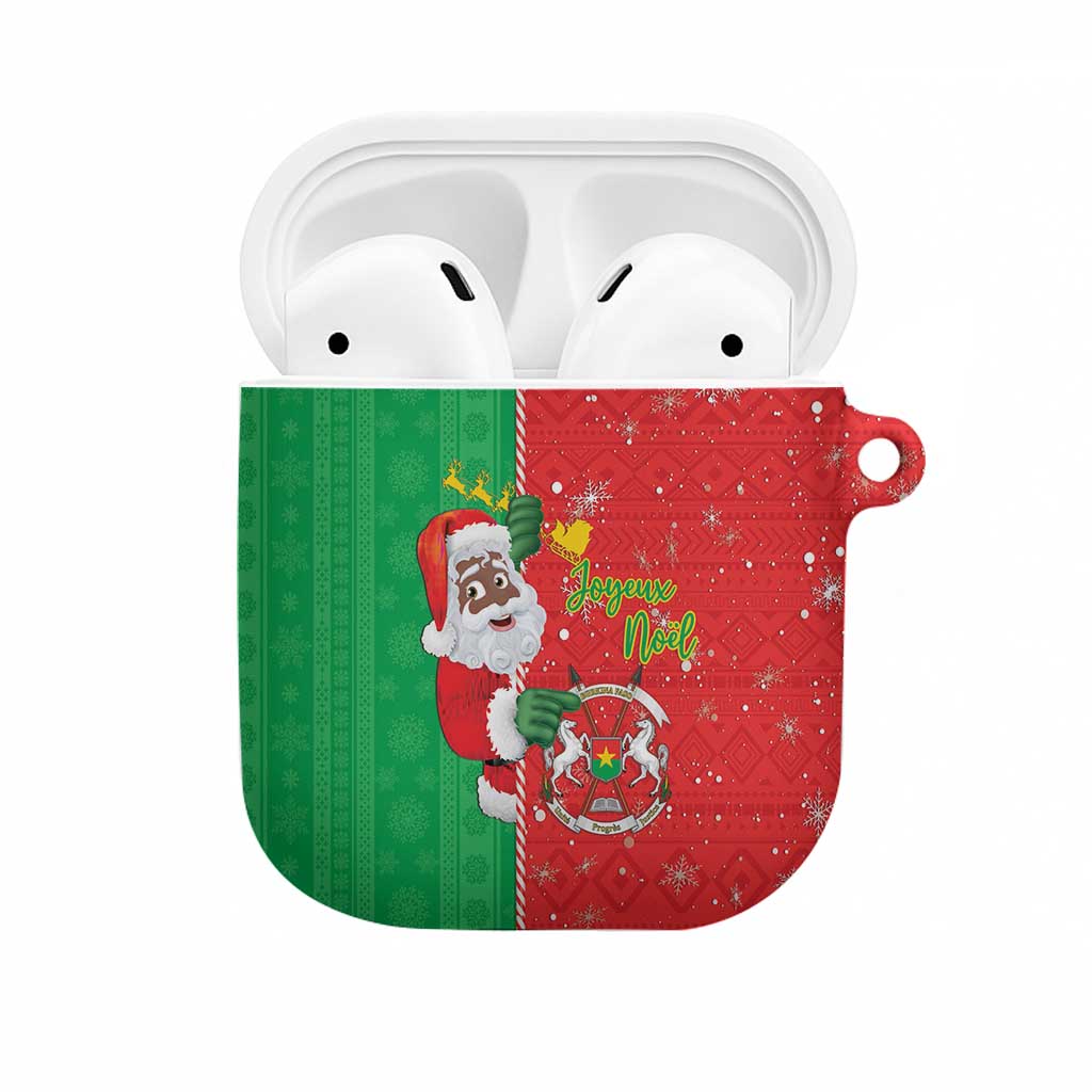 Burkina Faso Christmas AirPods Case Black Santa Joyeux Noel