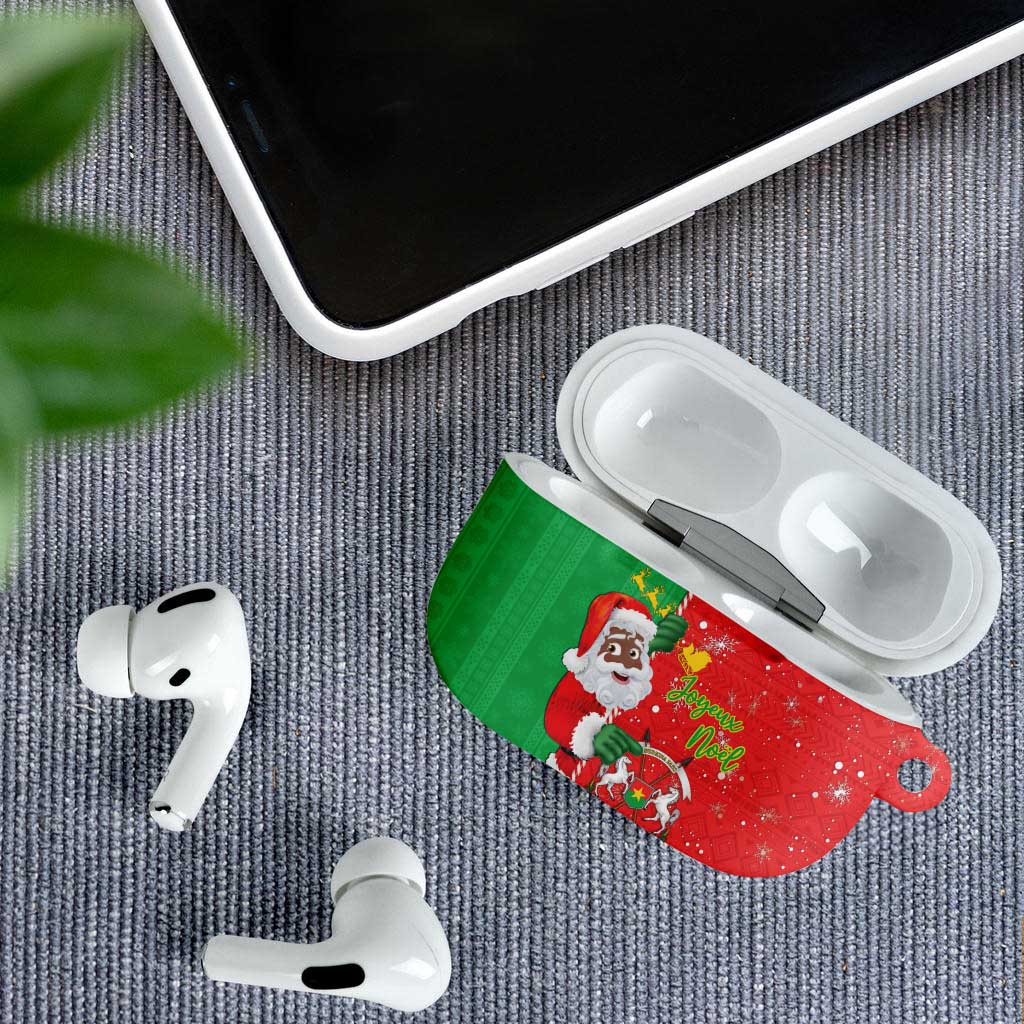 Burkina Faso Christmas AirPods Case Black Santa Joyeux Noel
