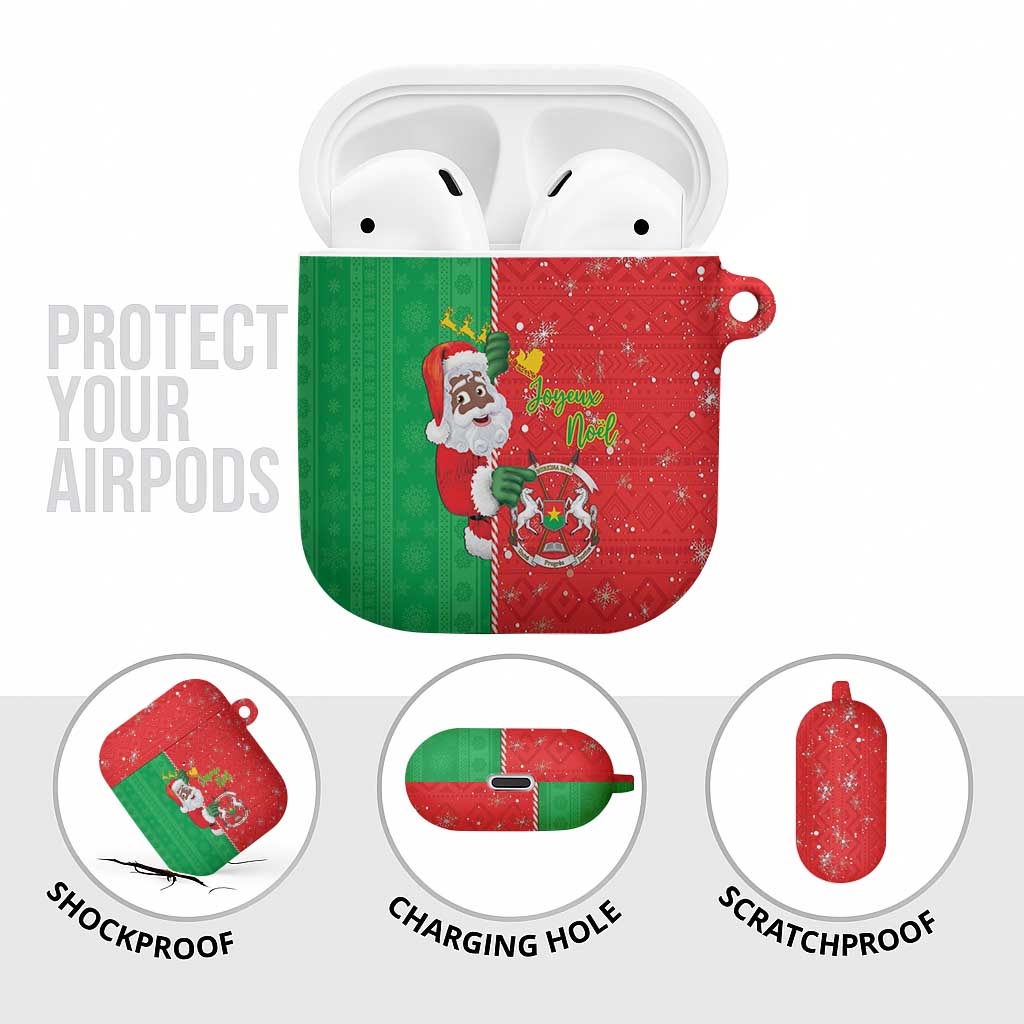Burkina Faso Christmas AirPods Case Black Santa Joyeux Noel