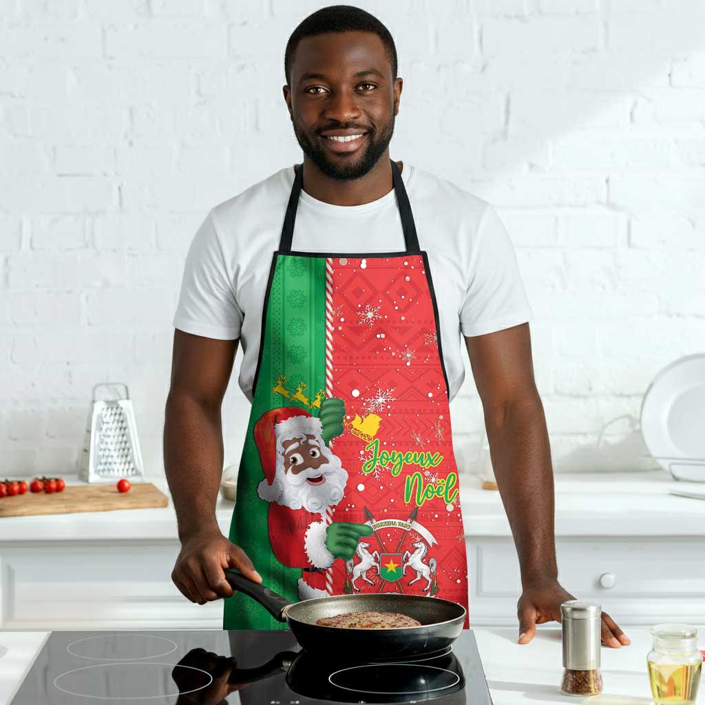 Burkina Faso Christmas Apron Black Santa Joyeux Noel