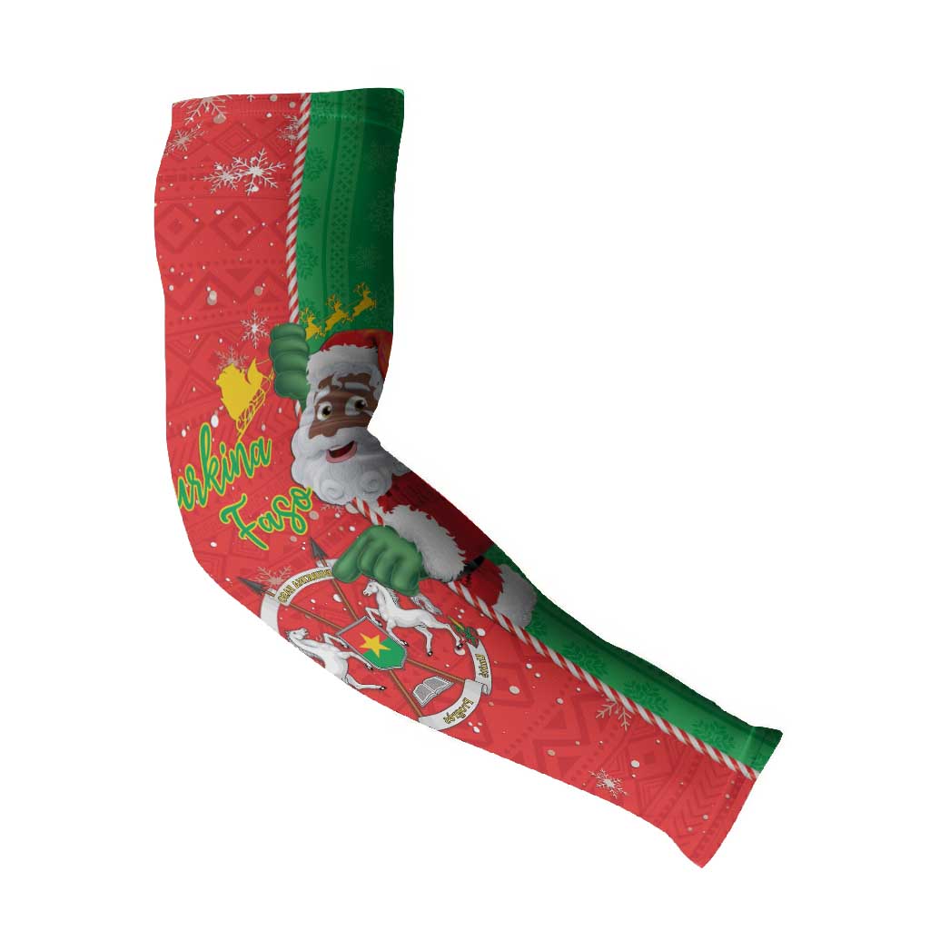 Burkina Faso Christmas Arm Sleeves Black Santa Joyeux Noel