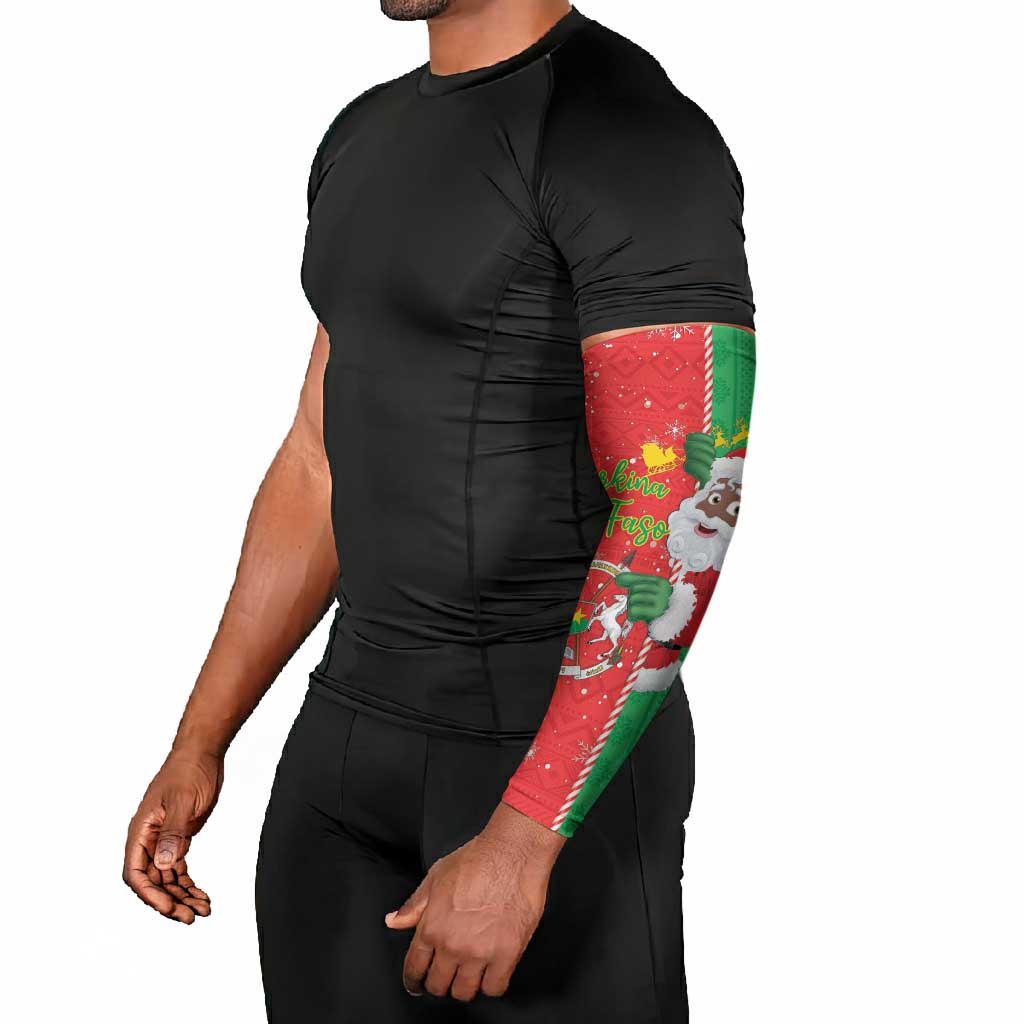 Burkina Faso Christmas Arm Sleeves Black Santa Joyeux Noel