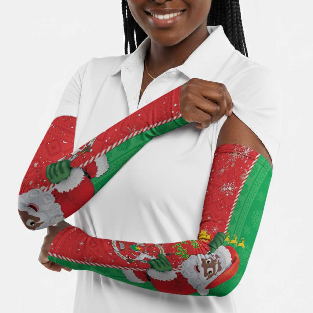 Burkina Faso Christmas Arm Sleeves Black Santa Joyeux Noel