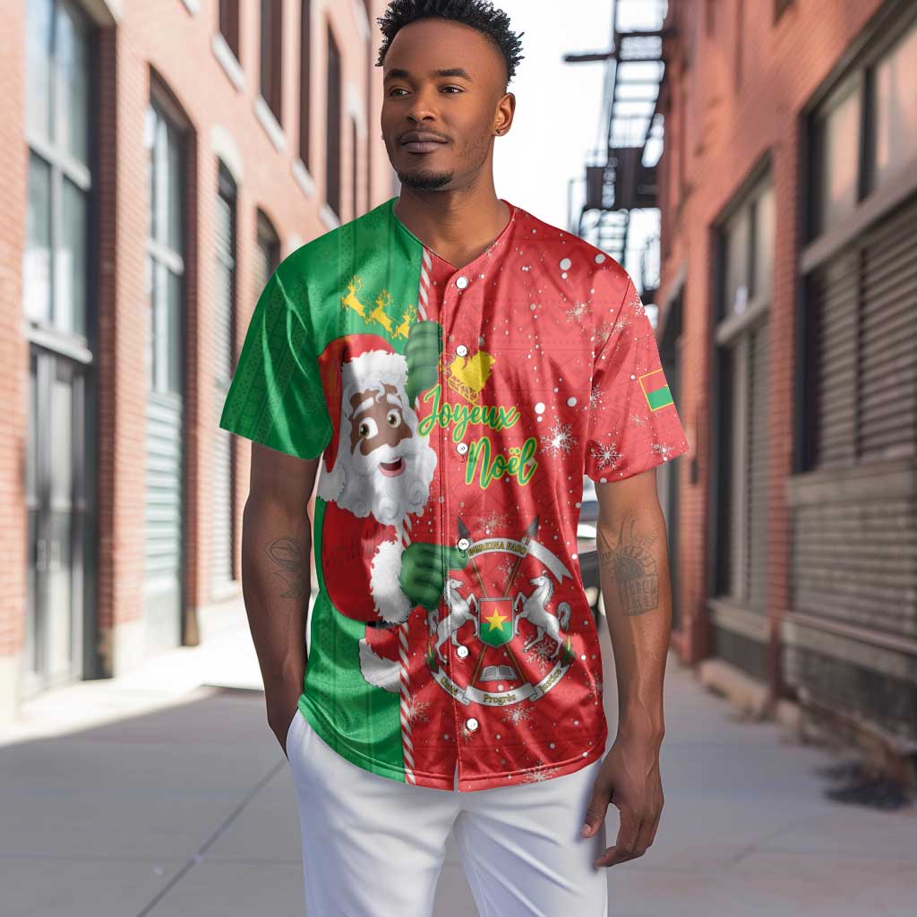 Afro Christmas in Burkina Faso Baseball Jersey Black Santa Joyeux Noel - African Pride