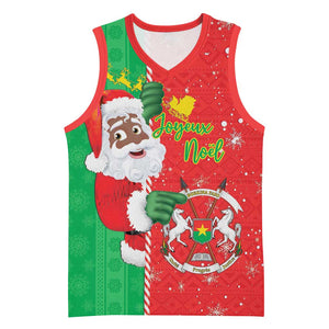 Afro Christmas in Burkina Faso Basketball Jersey Black Santa Joyeux Noel - African Pride