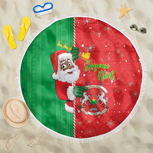 Afro Christmas in Burkina Faso Beach Blanket Black Santa Joyeux Noel - African Pride