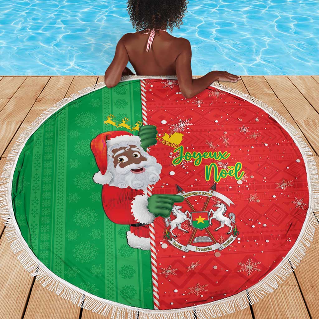Afro Christmas in Burkina Faso Beach Blanket Black Santa Joyeux Noel - African Pride