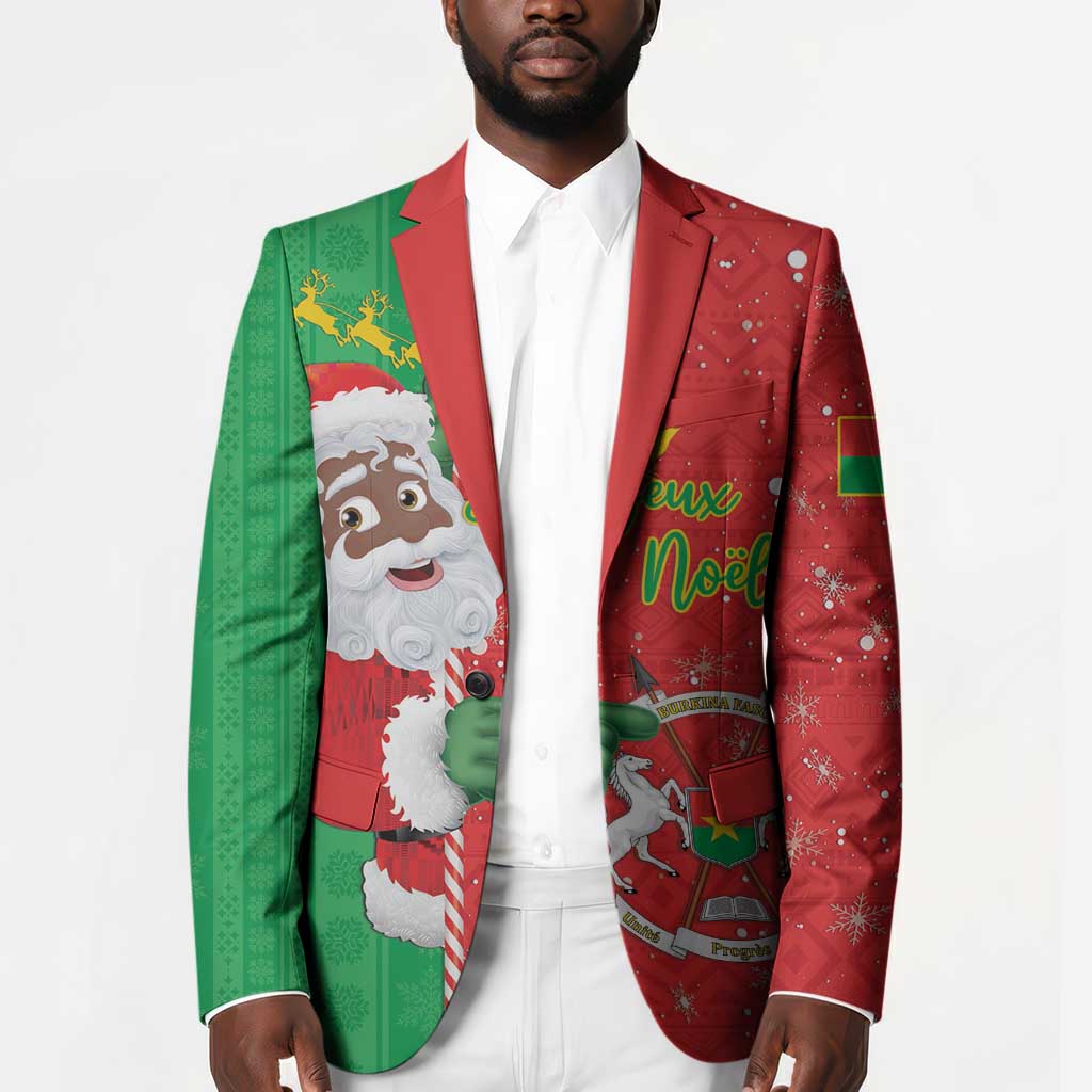 Burkina Faso Christmas Blazer Black Santa Joyeux Noel