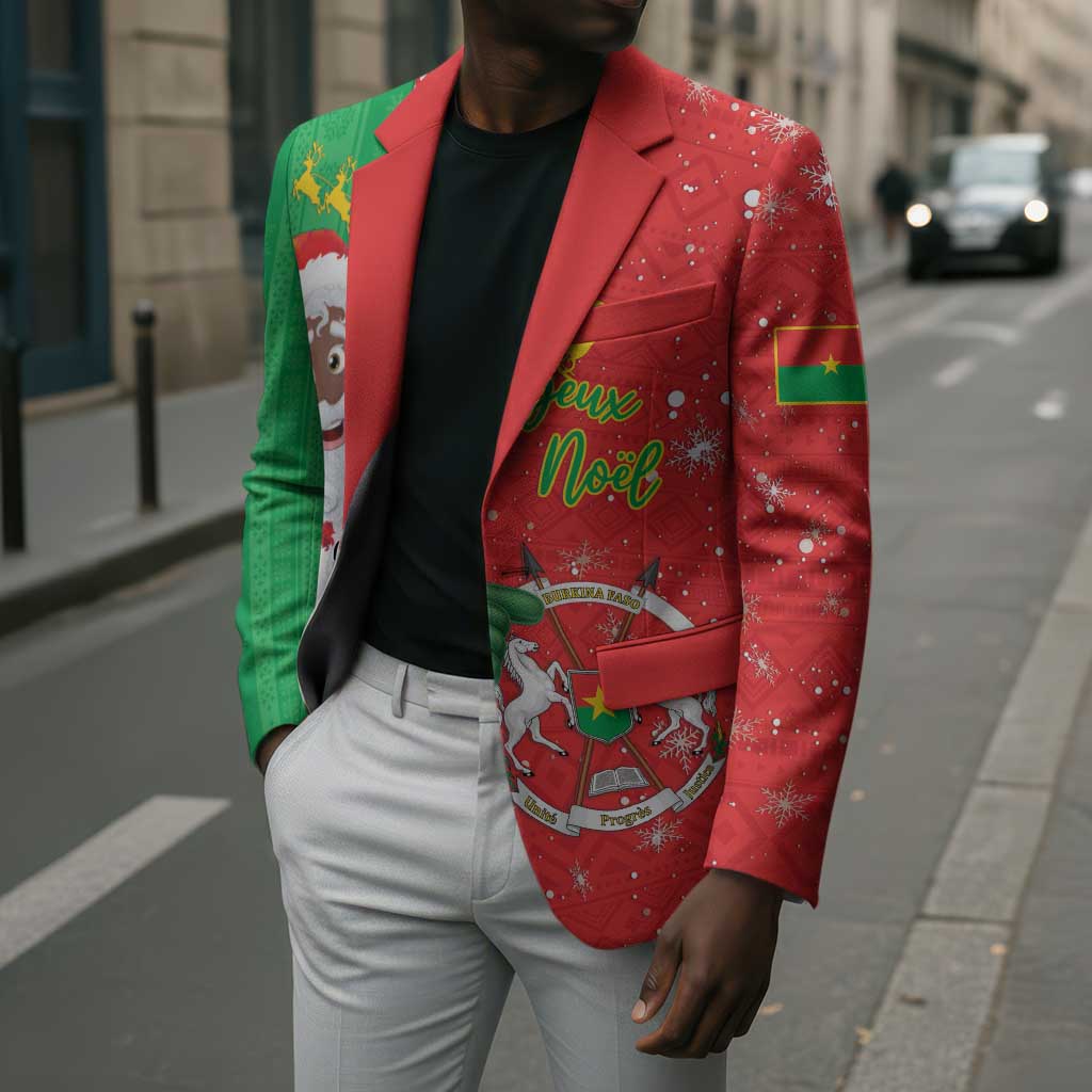 Burkina Faso Christmas Blazer Black Santa Joyeux Noel