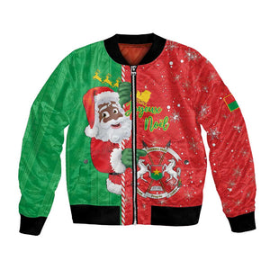 Afro Christmas in Burkina Faso Bomber Jacket Black Santa Joyeux Noel - African Pride