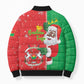 Burkina Faso Christmas Bomber Puffer Jacket Black Santa Joyeux Noel