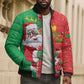 Burkina Faso Christmas Bomber Puffer Jacket Black Santa Joyeux Noel
