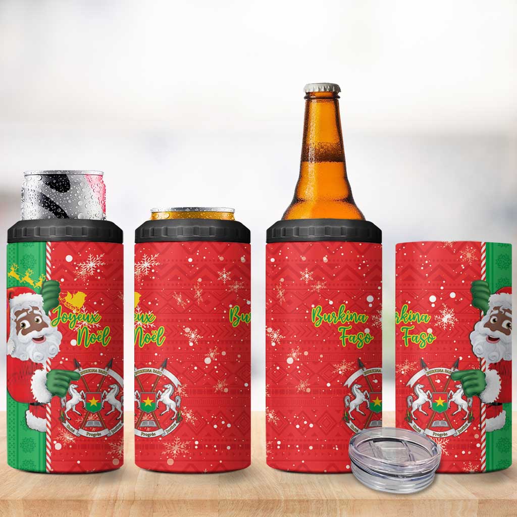 Afro Christmas in Burkina Faso 4 in 1 Can Cooler Tumbler Black Santa Joyeux Noel - African Pride