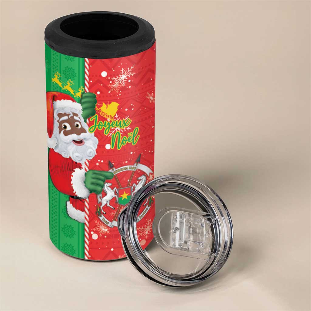 Afro Christmas in Burkina Faso 4 in 1 Can Cooler Tumbler Black Santa Joyeux Noel - African Pride